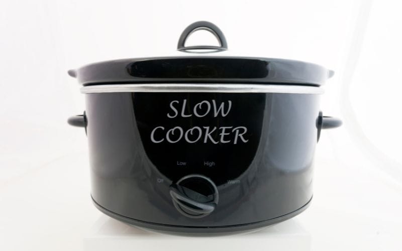 a black slow cooker