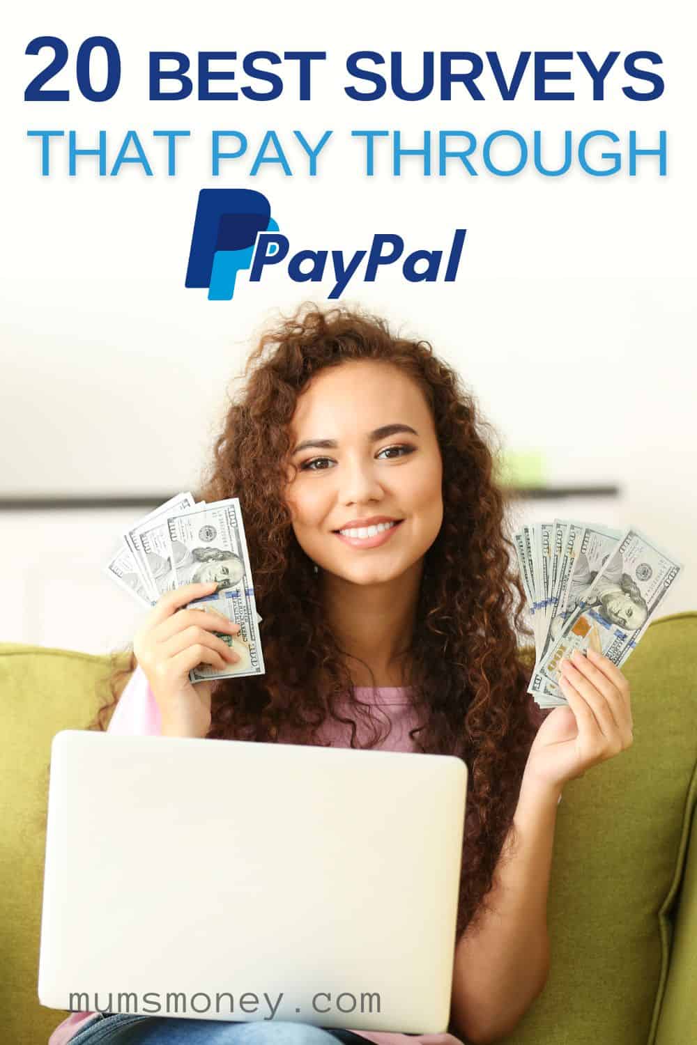 woman with laptop and holding some dollar bills