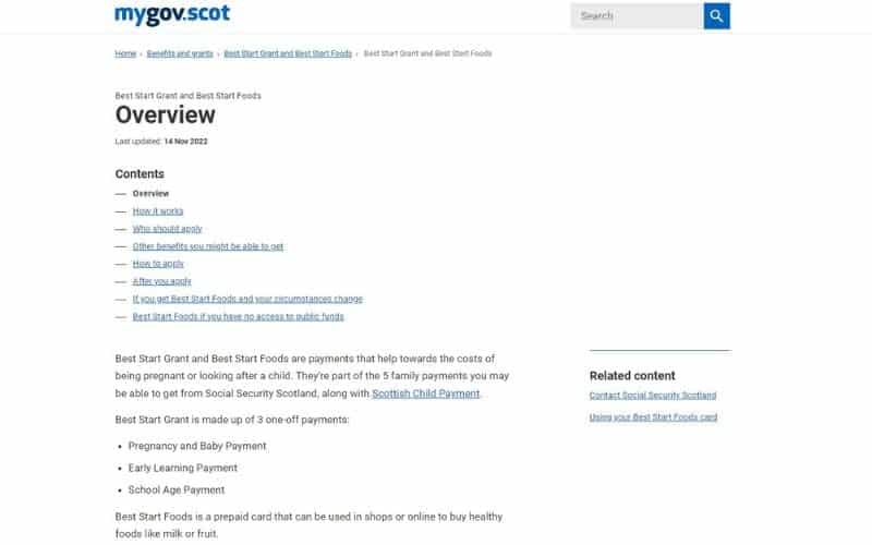 Best Start Foods Payment (Scotland only)