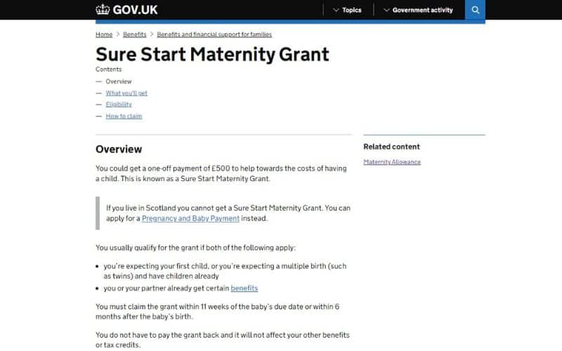 Sure Start Maternity Grant