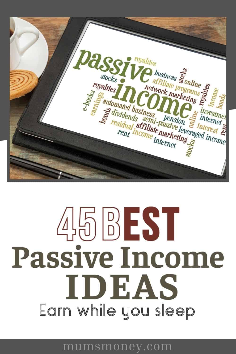 A tablet showing Passive Income text on it