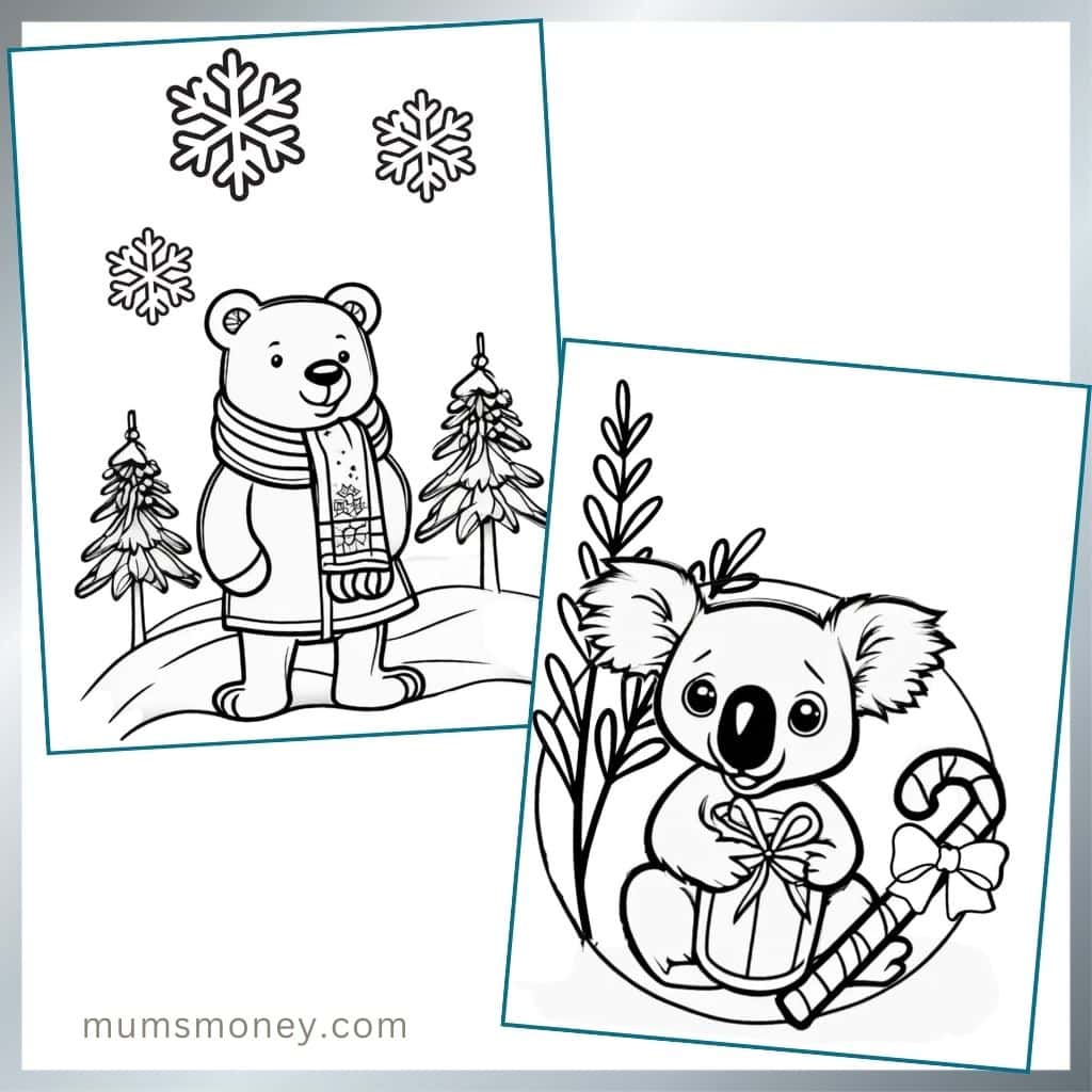Bear and Koala Coloring pages