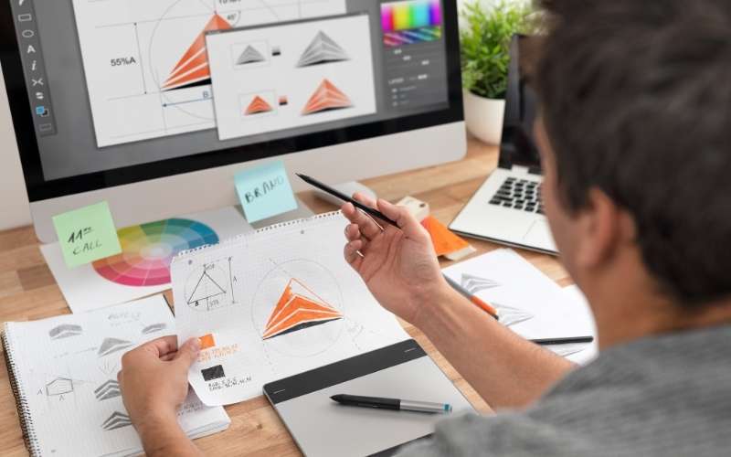 Graphic designer at work