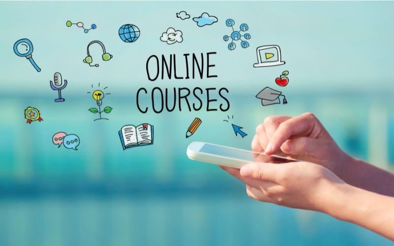 online courses concept with person holding a concept