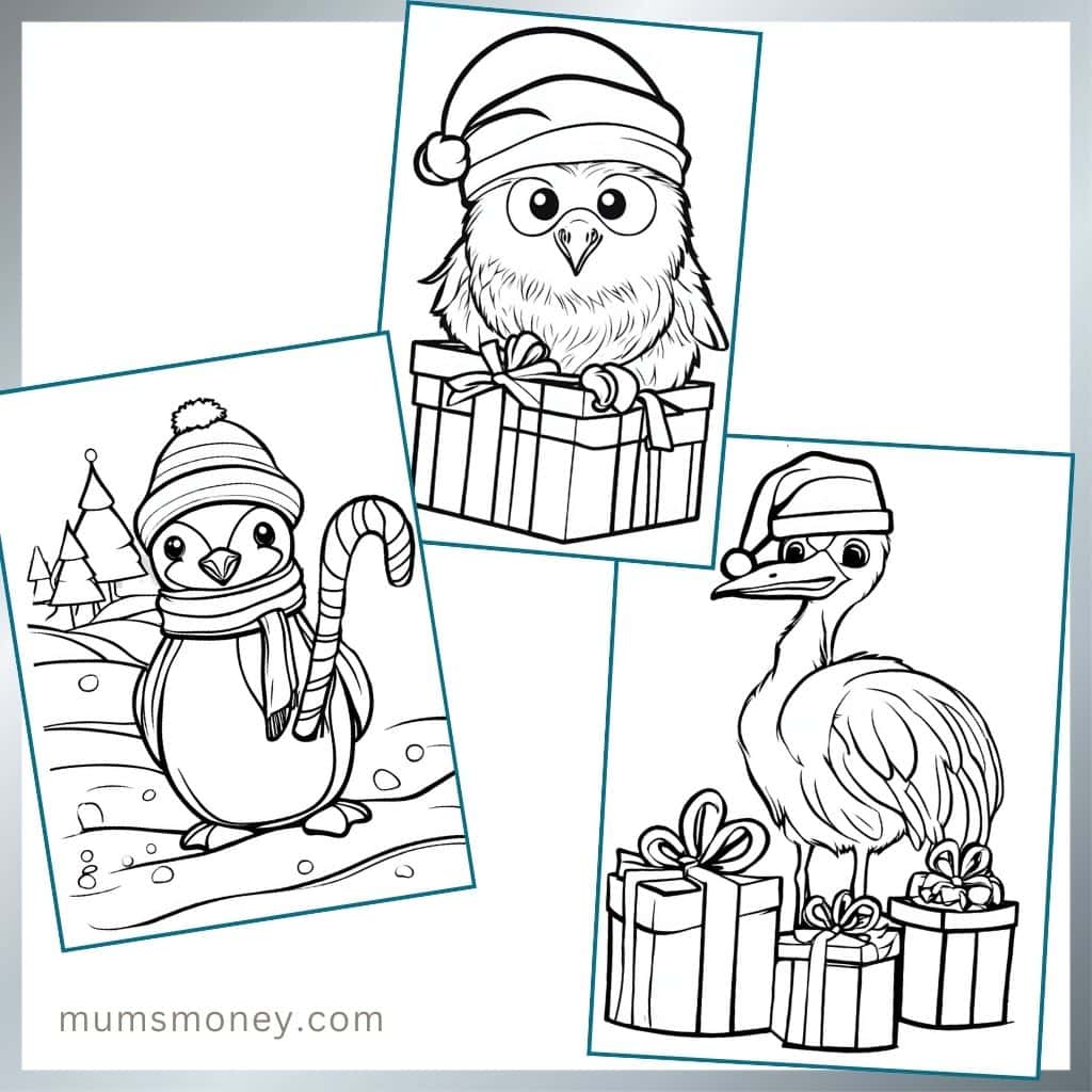 Ostrich Penguin and small bird coloring pages