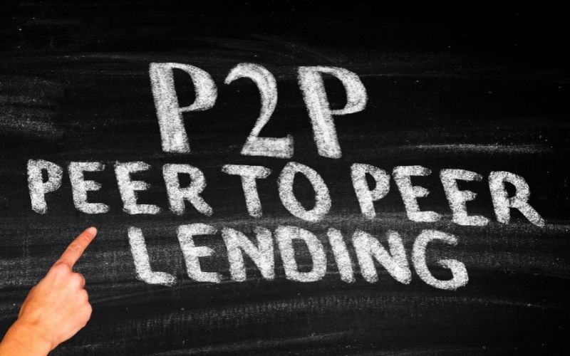 peer to peer lending texts on a dark background