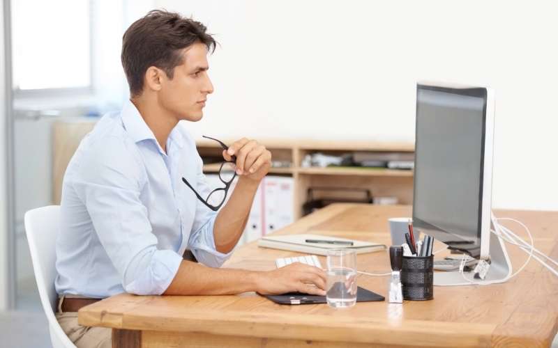 a man testing out the new website