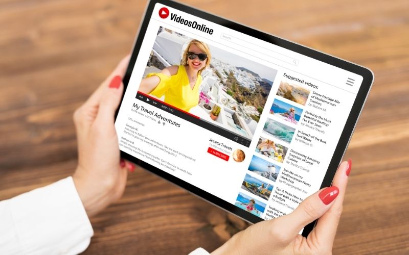 woman watching videos online